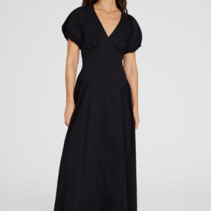 Feminine A-Line Puff Sleeve Maxi Dress